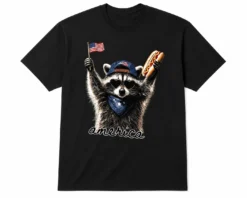 Feral Raccoon Shirt Funny Patriotic USA Hot Dog Graphic T-Shirt
