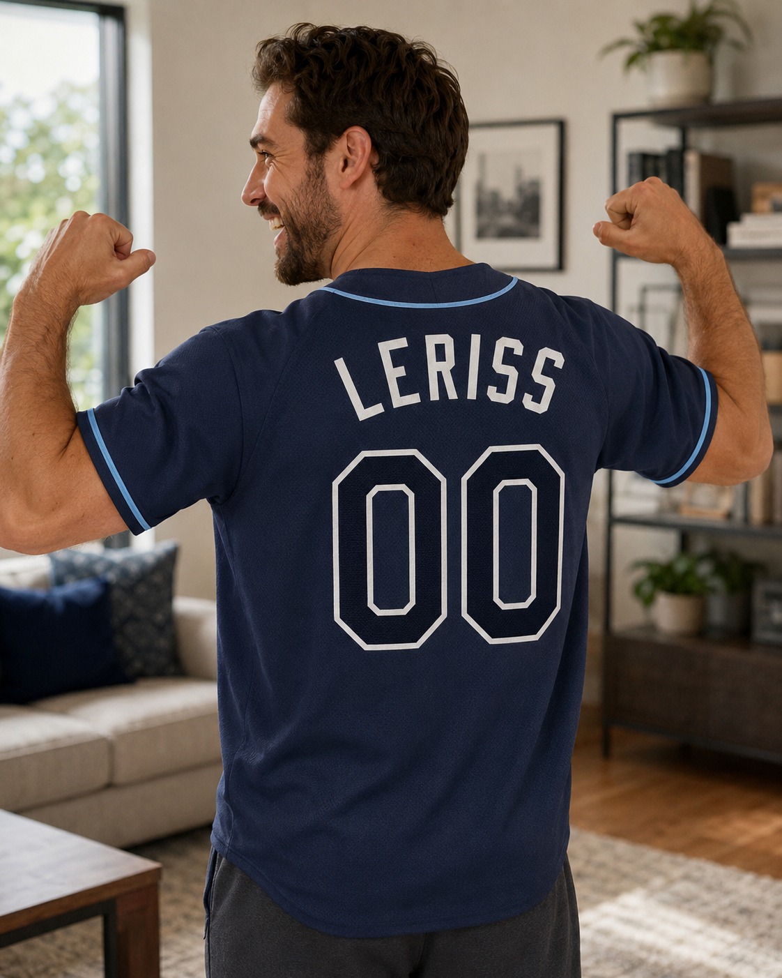 Custom Navy Navy-Powder Blue Baseball Jersey Custom Navy Navy-Powder Blue Baseball Jersey - Image 3