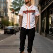 Custom Cream Black Pinstripe Orange-Black Baseball Jersey Custom Cream Black Pinstripe Orange-Black Baseball Jersey