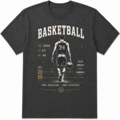 Basketball One Passion One Purpose Graphic T-Shirt Vintage Athlete Tee