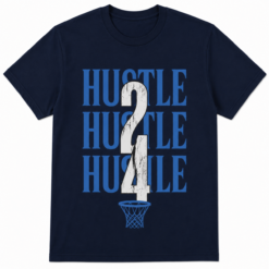 Hustle 24 Basketball Graphic T-Shirt Vintage Sports Typography Tee