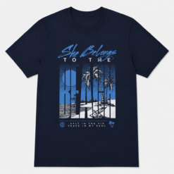She Belongs To The Beach Graphic T-Shirt Tropical Summer Vacation Tee