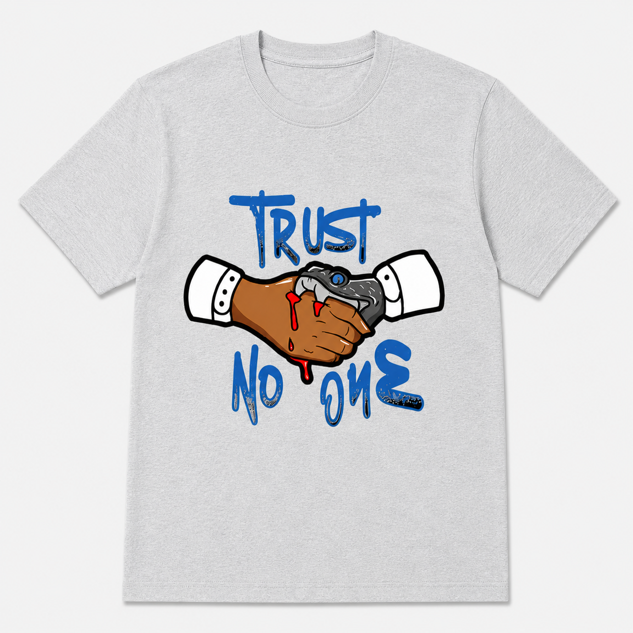 Trust No One Snake Handshake Graphic T-Shirt Streetwear Urban Graffiti Unisex Tee Trust No One Snake Handshake Graphic T-Shirt Streetwear Urban Graffiti Unisex Tee