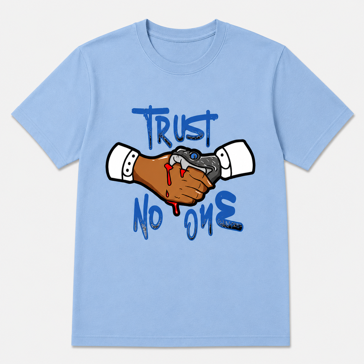 Trust No One Snake Handshake Graphic T-Shirt Streetwear Urban Graffiti Unisex Tee Trust No One Snake Handshake Graphic T-Shirt Streetwear Urban Graffiti Unisex Tee
