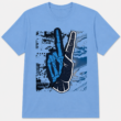 Skeleton Peace Sign Graphic T-Shirt Blue Hand Streetwear Gothic Unisex Tee Skeleton Peace Sign Graphic T-Shirt Blue Hand Streetwear Gothic Unisex Tee