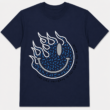 Flaming Smiley Face Graphic T-Shirt Retro Streetwear Unisex Tee Gothic Smile Shirt