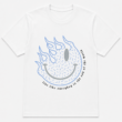 Flaming Smiley Face Graphic T-Shirt Retro Streetwear Unisex Tee Gothic Smile Shirt