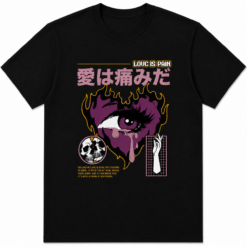 Gothic Heart Eye Graphic T-Shirt Dark Anime Aesthetic Unisex Tee