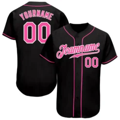 Custom Black Pink-White Baseball Jersey