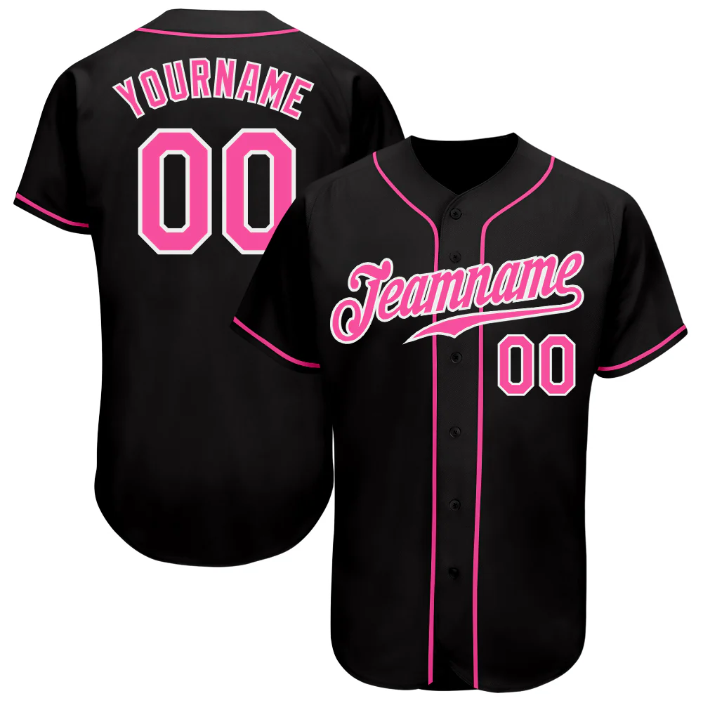 Custom Black Pink-White Baseball Jersey Custom Black Pink-White Baseball Jersey