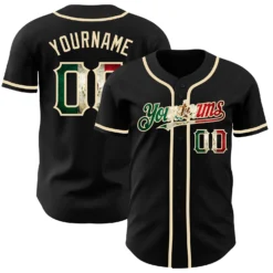 Custom Black Vintage Mexican Flag-City Cream Baseball Jersey