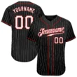 Custom Black White Pinstripe White-Red Baseball Jersey