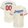 Custom Cream Black Pinstripe Red-Royal Baseball Jersey