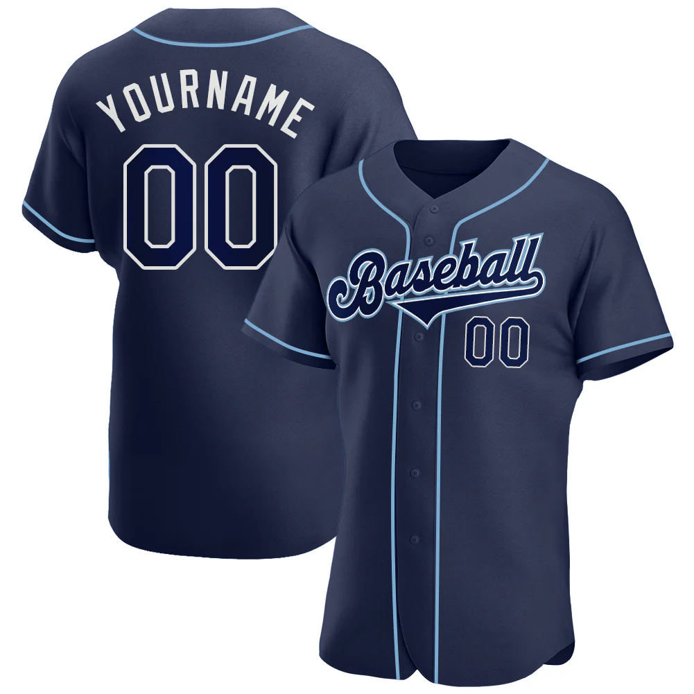 Custom Navy Navy-Powder Blue Baseball Jersey Custom Navy Navy-Powder Blue Baseball Jersey
