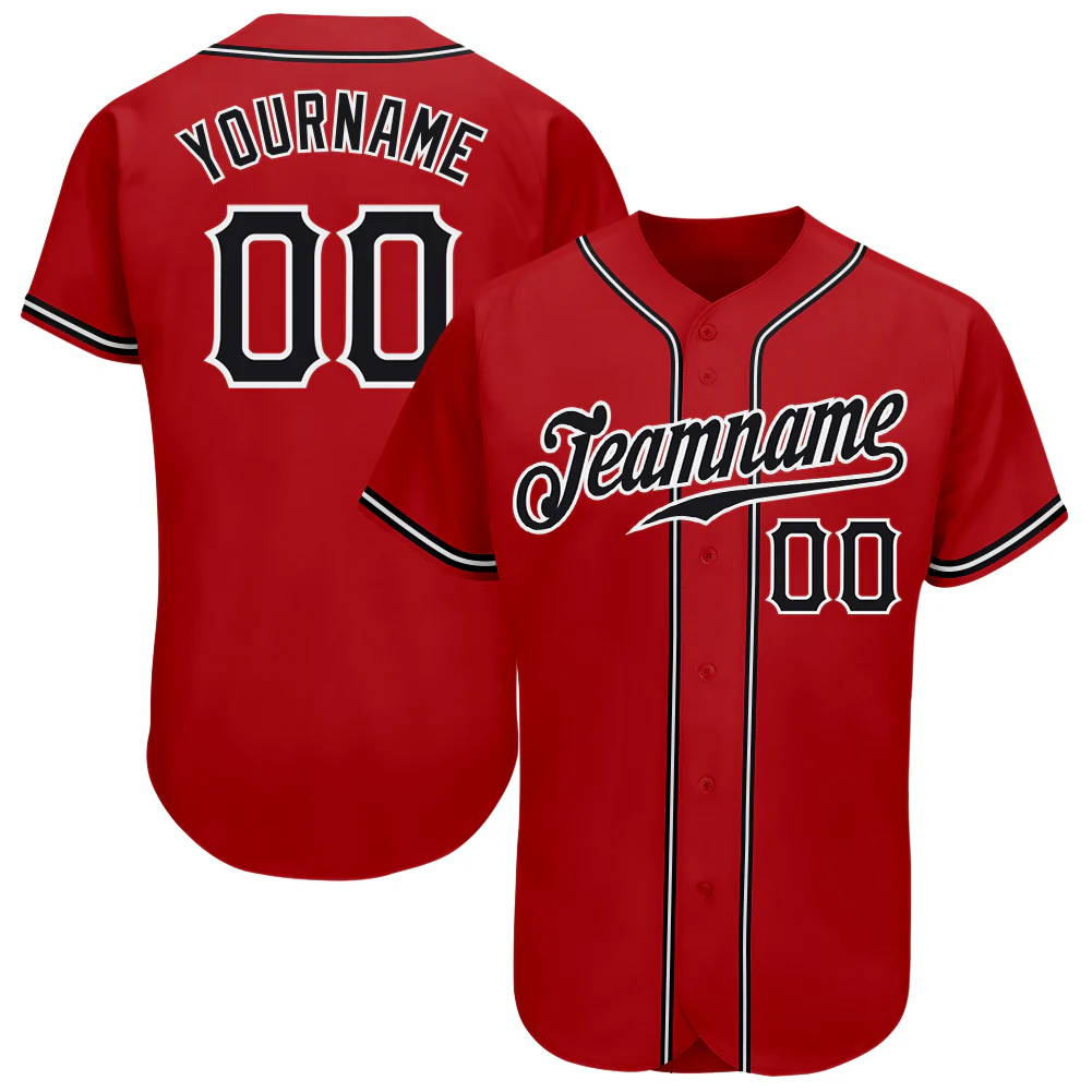 Custom Red Black-White Baseball Jersey Custom Red Black-White Baseball Jersey