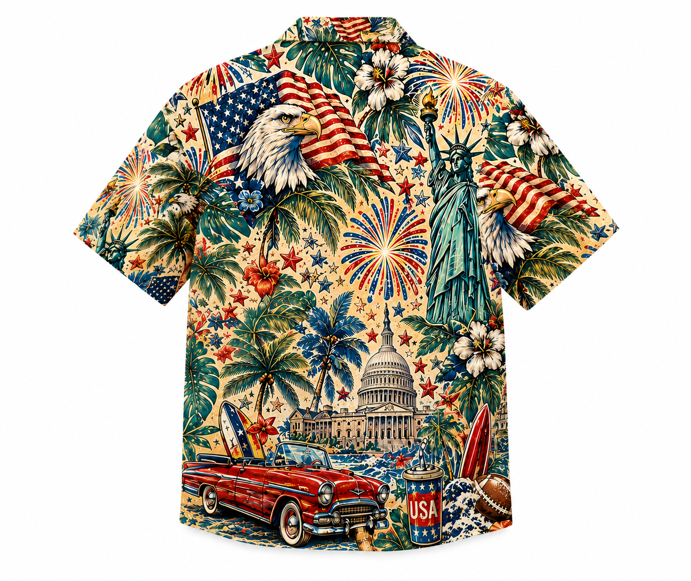 Happy 250 America Hawaiian Shirt | Patriotic USA Tropical Button Up | America 250 Vacation Shirt Happy 250 America Hawaiian Shirt | Patriotic USA Tropical Button Up | America 250 Vacation Shirt - Image 3