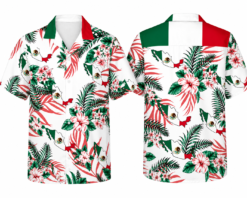 Mexico Hawaiian Shirt | Mexican Flag Aloha Shirt | Hibiscus Floral Button Up | Vacation Beach Shirt for Men