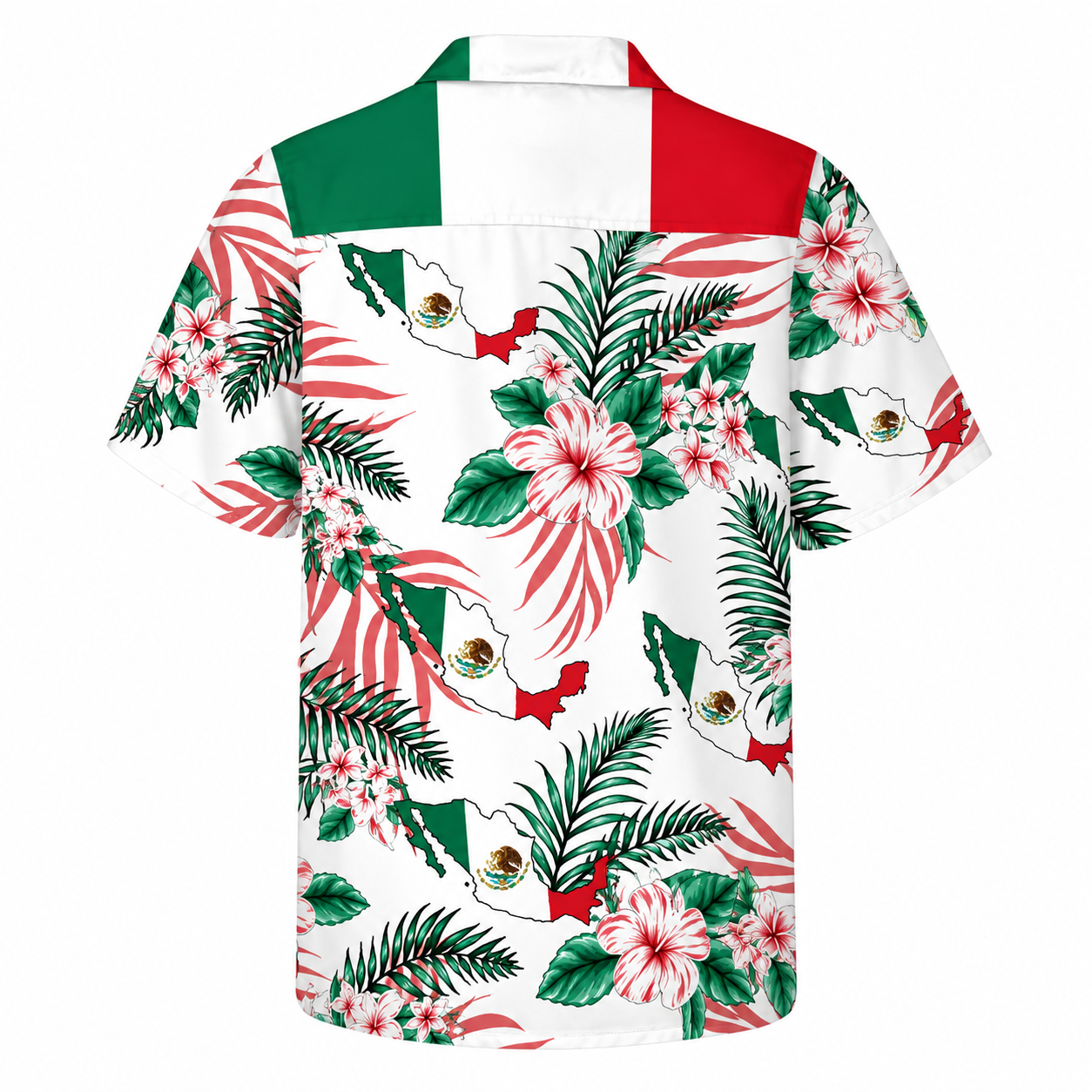 Mexico Hawaiian Shirt | Mexican Flag Aloha Shirt | Hibiscus Floral Button Up | Vacation Beach Shirt for Men Mexico Hawaiian Shirt | Mexican Flag Aloha Shirt | Hibiscus Floral Button Up | Vacation Beach Shirt for Men - Image 3
