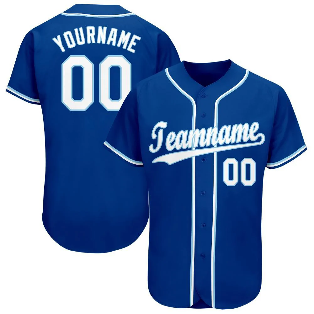 Custom Royal White-Light Blue Baseball Jersey Custom Royal White-Light Blue Baseball Jersey